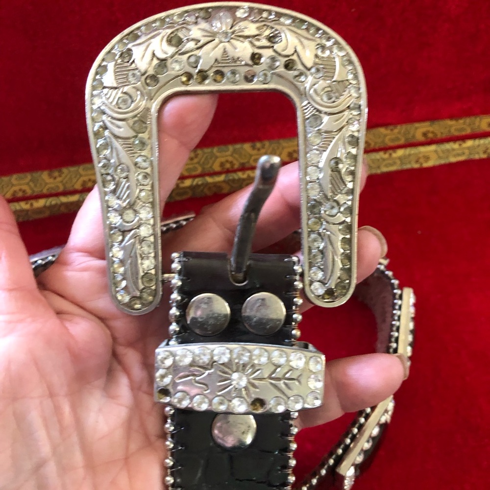 Belt, leather and bling